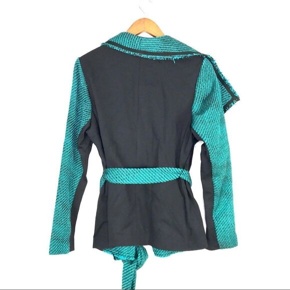 Lane Bryant Belted Tweed Green and Black Blazer - Picture 4 of 7